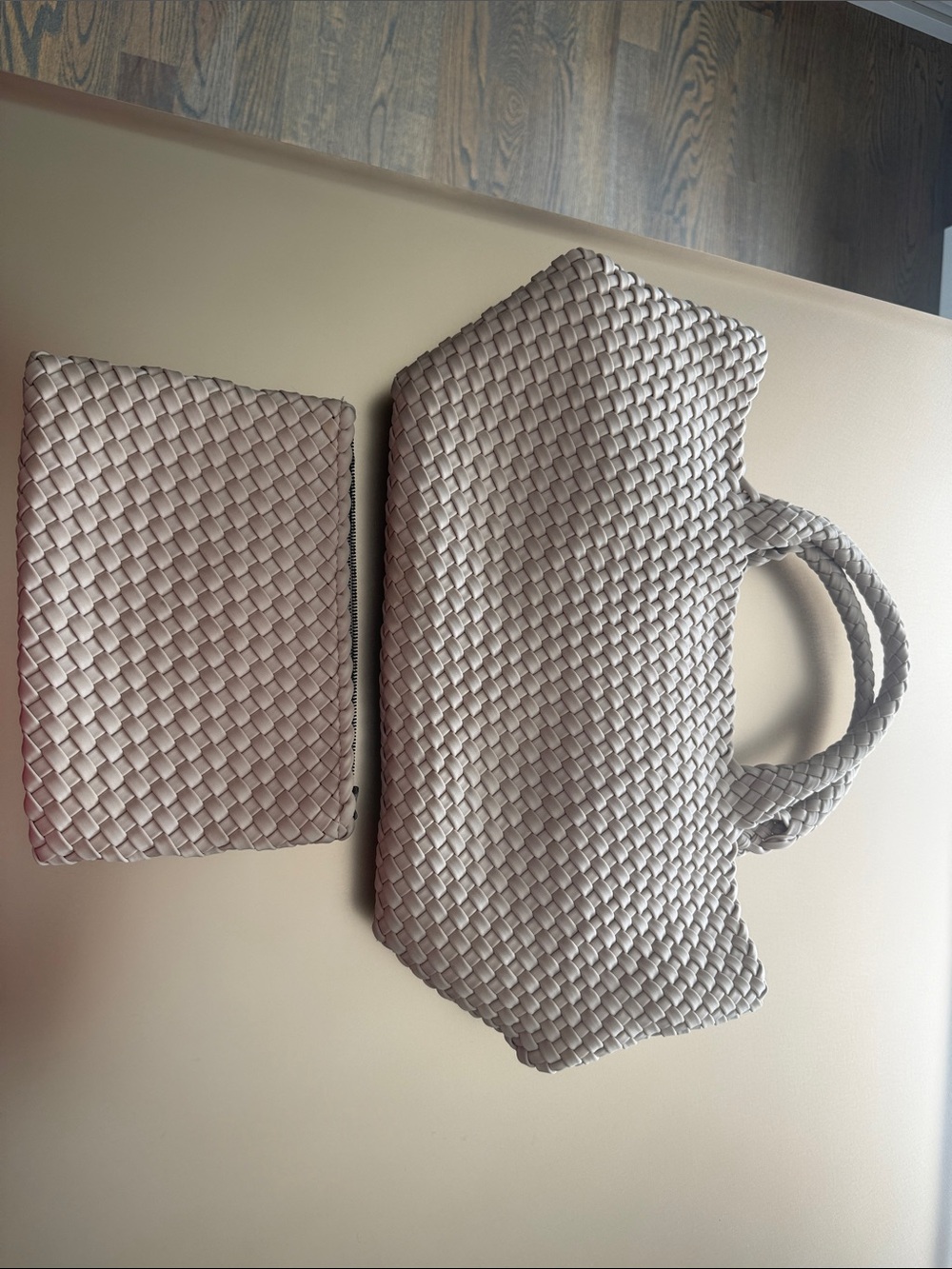 NAGHEDI st Barths Medium Woven Tote Bag with Matching Pouch - ecru